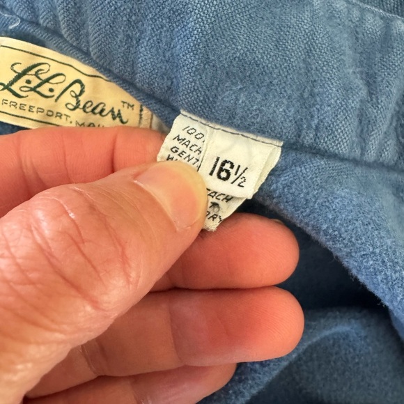 Vintage 80's L.L. Bean Men's Cotton Flannel Washed and Worn Buttondown 16.5 Long - Picture 5 of 12